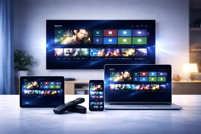GreatestIPTV streaming on a smart TV, tablet, laptop and phone at once