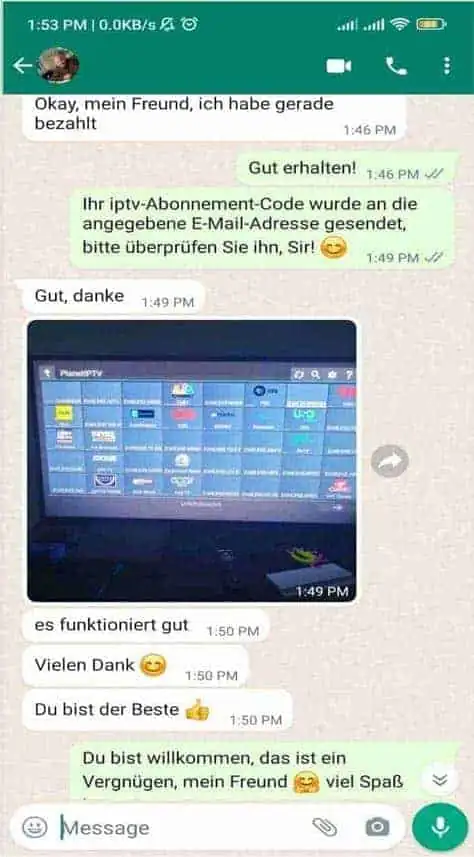 GreatestIPTV customer review on WhatsApp 2