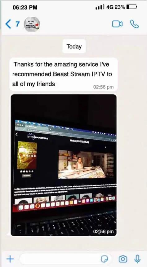 GreatestIPTV customer review on WhatsApp 5