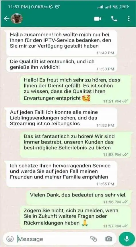 GreatestIPTV customer review on WhatsApp 8